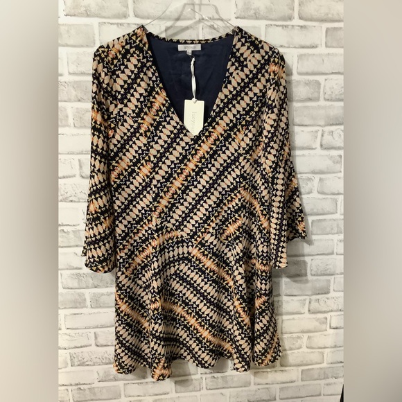 Lucy Paris Bell Sleeve V Neck Tunic Casual Dress size S NWT (0169) - Picture 1 of 15